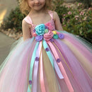 Girl Pastel Flower Children Dress Fluffy Tulle Children Wedding Evening Dress, Hppropriate Height:160cm(Pink)