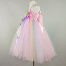 Girl Pastel Flower Children Dress Fluffy Tulle Children Wedding Evening Dress, Hppropriate Height:160cm(Pink)