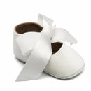 Baby Girl Bow Lace Up PU Leather Princess First Walkers Shoes(White)
