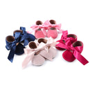 Baby Girl Bow Lace Up PU Leather Princess First Walkers Shoes(Light Pink)