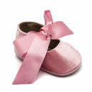 Baby Girl Bow Lace Up PU Leather Princess First Walkers Shoes(Magenta)