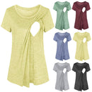 Splicing Short-sleeved Round Neck Maternity Dress Breastfeeding, Size:M (Gray)
