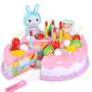 Kitchen Toys Cake Food DIY Pretend Play Fruit Cutting Birthday Toys for Children Kids Gift(Pink)