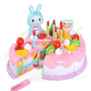 Kitchen Toys Cake Food DIY Pretend Play Fruit Cutting Birthday Toys for Children Kids Gift(Pink)