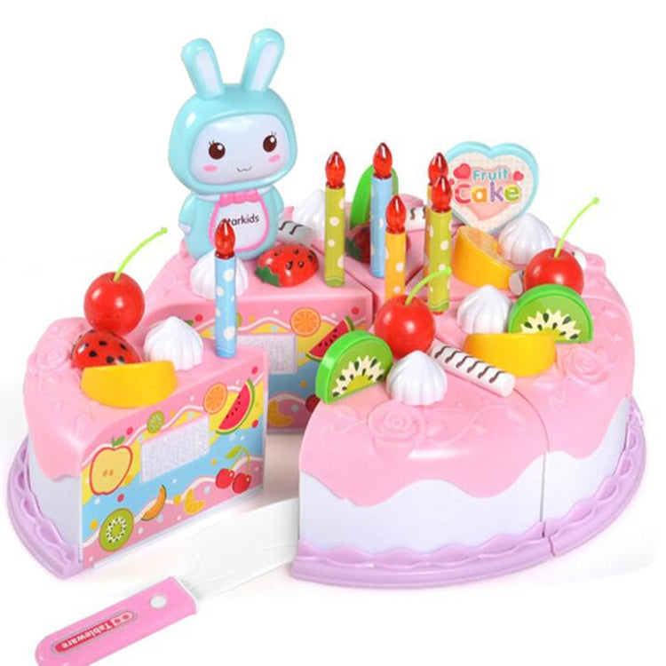 Kitchen Toys Cake Food DIY Pretend Play Fruit Cutting Birthday Toys for Children Kids Gift(Pink)