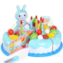 Kitchen Toys Cake Food DIY Pretend Play Fruit Cutting Birthday Toys for Children Kids Gift(Blue)