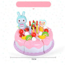 Kitchen Toys Cake Food DIY Pretend Play Fruit Cutting Birthday Toys for Children Kids Gift(Blue)