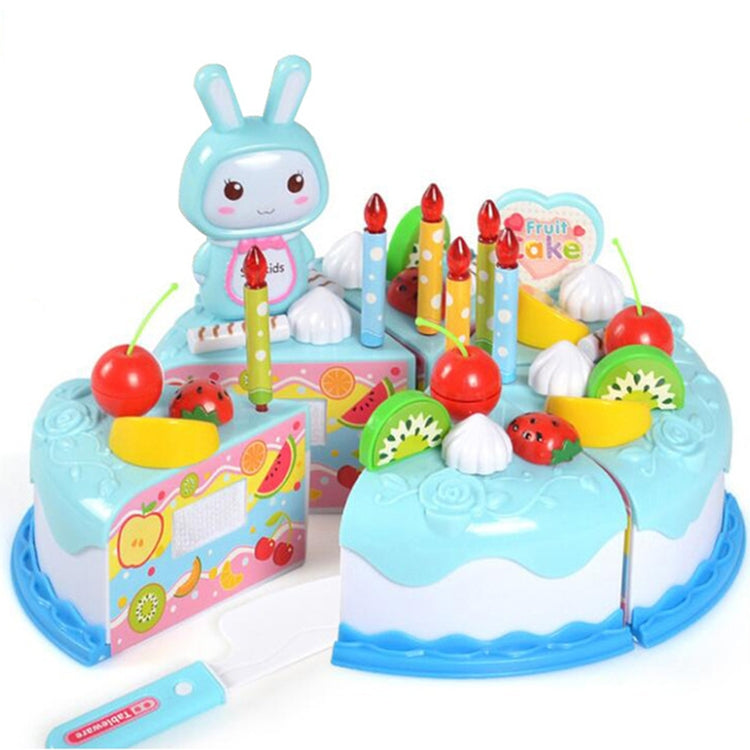 Kitchen Toys Cake Food DIY Pretend Play Fruit Cutting Birthday Toys for Children Kids Gift(Blue)