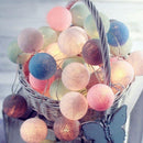 3M 20 Leds Cotton Ball Light String Holiday Wedding Christmas Party Bedroom Fairy Lights Outdoor LED Light Garland Decoration, Power Supply: Battery(Macaron)