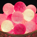 3M 20 Leds Cotton Ball Light String Holiday Wedding Christmas Party Bedroom Fairy Lights Outdoor LED Light Garland Decoration, Power Supply: Battery(Pink)
