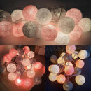 3M 20 Leds Cotton Ball Light String Holiday Wedding Christmas Party Bedroom Fairy Lights Outdoor LED Light Garland Decoration, Power Supply: Battery(Pink)