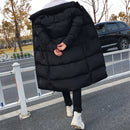 Mens Long Down Jacket Coat Winter Parkas Thick Warm Slim Fit Male Overcoat, Size:L(Black)