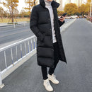 Mens Long Down Jacket Coat Winter Parkas Thick Warm Slim Fit Male Overcoat, Size:L(Black)