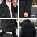Mens Long Down Jacket Coat Winter Parkas Thick Warm Slim Fit Male Overcoat, Size:L(Black)