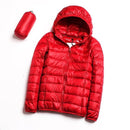 Casual Ultra Light White Duck Down Jacket Women Autumn Winter Warm Coat Hooded Parka, Size:L(Red)