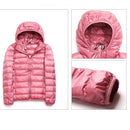 Casual Ultra Light White Duck Down Jacket Women Autumn Winter Warm Coat Hooded Parka, Size:L(Red)