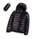 Casual Ultra Light White Duck Down Jacket Women Autumn Winter Warm Coat Hooded Parka, Size:XL(Black)