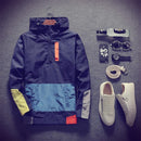 Casual Men's Jackets Waterproof Spring Hooded Coats Men Outerwear Clothing, Size:L(Navy Blue)