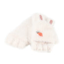 Children Half Finger Gloves Knitted Cold Warm Plus Velvet Fingerless Gloves(White)