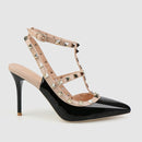 Pointed Stiletto Rivets Shallow Mouth High Heels, Shoes Size:39(Black)