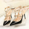 Pointed Stiletto Rivets Shallow Mouth High Heels, Shoes Size:39(Black)