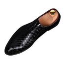 Men Business Dress Shoes Crocodile Leather Shoes Pointed Strips Brock Casual Shoes, Size:39(Red)