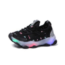 Children Shoes Butterfly Pattern Crystal Led Luminous Sport Run Sneakers Shoes, Size:29(Black)