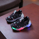 Children Shoes Butterfly Pattern Crystal Led Luminous Sport Run Sneakers Shoes, Size:29(Black)