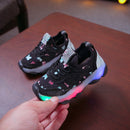 Children Shoes Butterfly Pattern Crystal Led Luminous Sport Run Sneakers Shoes, Size:29(Black)