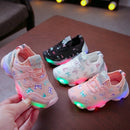 Children Shoes Butterfly Pattern Crystal Led Luminous Sport Run Sneakers Shoes, Size:29(Black)