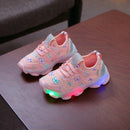 Children Shoes Butterfly Pattern Crystal Led Luminous Sport Run Sneakers Shoes, Size:29(Pink)