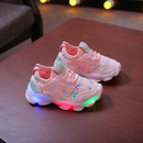 Children Shoes Butterfly Pattern Crystal Led Luminous Sport Run Sneakers Shoes, Size:29(Pink)