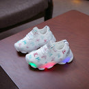 Children Shoes Butterfly Pattern Crystal Led Luminous Sport Run Sneakers Shoes, Size:29(White )