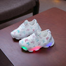 Children Shoes Butterfly Pattern Crystal Led Luminous Sport Run Sneakers Shoes, Size:29(White )