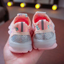 Children Shoes Butterfly Pattern Crystal Led Luminous Sport Run Sneakers Shoes, Size:29(White )