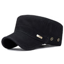 Men Washed Distress Bamboo Cotton Cloth Cap Large Mesh Flat Cap(Black)