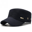 Men Washed Distress Bamboo Cotton Cloth Cap Large Mesh Flat Cap(Black)
