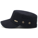 Men Washed Distress Bamboo Cotton Cloth Cap Large Mesh Flat Cap(Black)