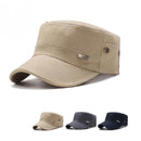 Men Washed Distress Bamboo Cotton Cloth Cap Large Mesh Flat Cap(Black)