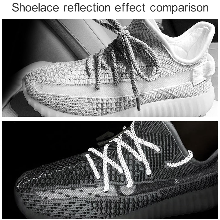 Reflective Shoe laces Round Sneakers ShoeLaces Kids Adult Outdoor Sports Shoelaces, Length:120cm(Black)