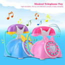 Child Simulation Retro Telephone Light Music Cartoon Early Education Puzzle Musical Toys(Pink)