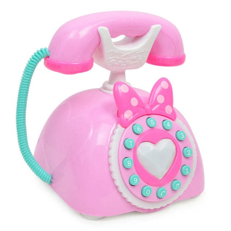Child Simulation Retro Telephone Light Music Cartoon Early Education Puzzle Musical Toys(Pink)
