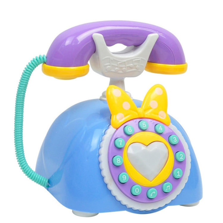 Child Simulation Retro Telephone Light Music Cartoon Early Education Puzzle Musical Toys(Blue)
