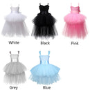 Black Girls Lace Sling Dress Mesh Tutu Party Dress, KId Size:7-9 ageï¼ˆ120-140cmï¼‰