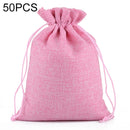 50 PCS Multi size Linen Jute Drawstring Gift Bags Sacks Wedding Birthday Party Favors Drawstring Gift Bags, Size:7x9cm(Pink)
