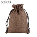 50 PCS Multi size Linen Jute Drawstring Gift Bags Sacks Wedding Birthday Party Favors Drawstring Gift Bags, Size:7x9cm(Coffee)