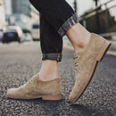 British Style Casual Shoes Suede Oxford Leather Men Shoes, Size:44(Khaki)