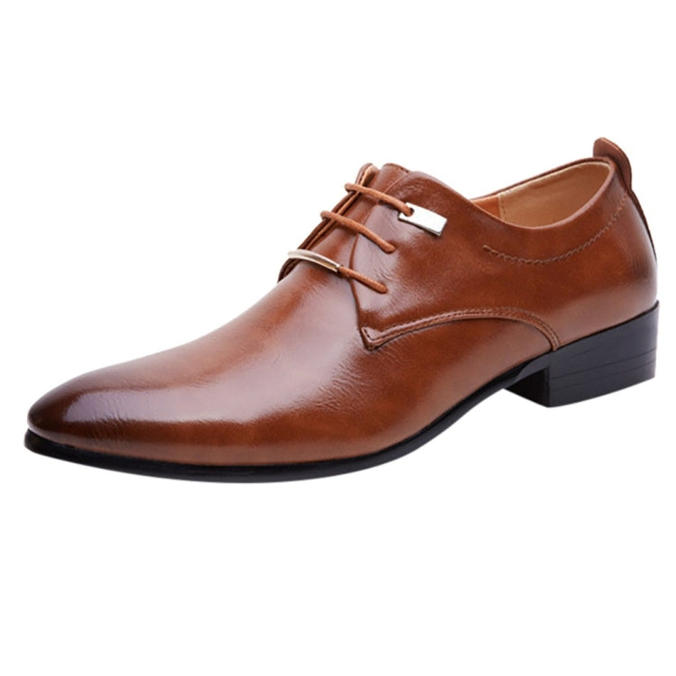 Men Business Dress Shoes Pointed Toe Men Shoes, Size:42(Brown)