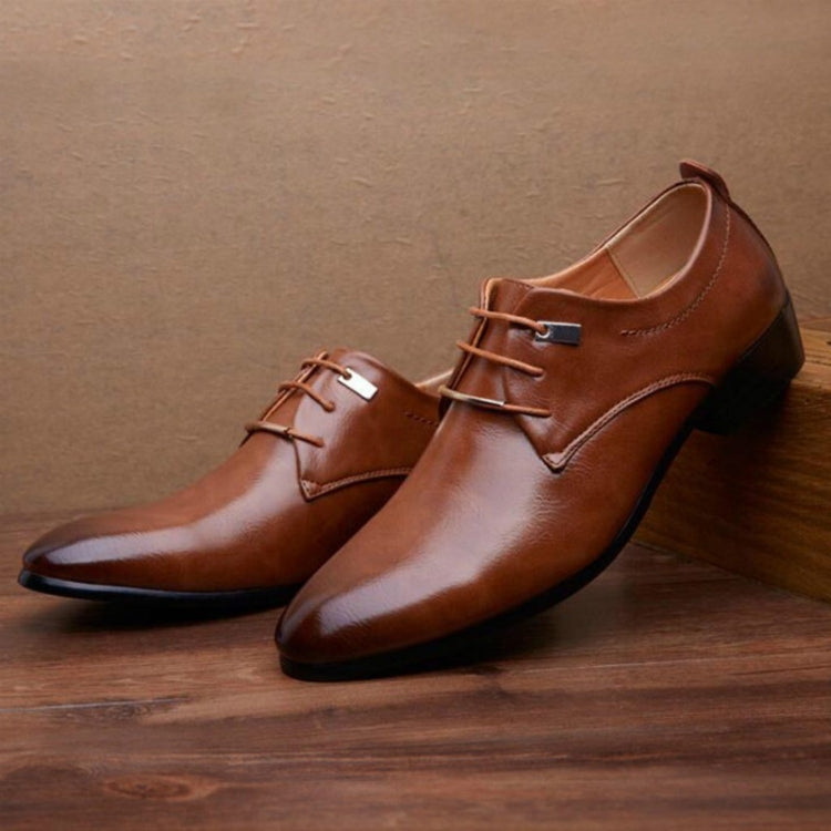 Men Business Dress Shoes Pointed Toe Men Shoes, Size:42(Brown)
