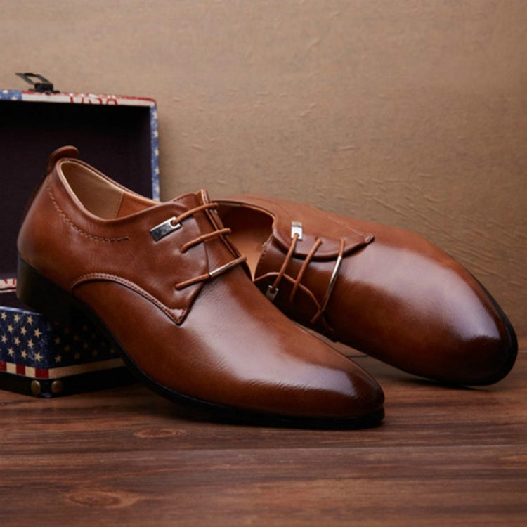 Men Business Dress Shoes Pointed Toe Men Shoes, Size:42(Brown)